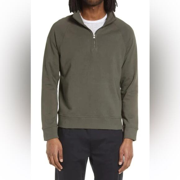 Vince Men's Quarter Zip French Terry Cotton Pullover Sweatshirt - Picture 1 of 9